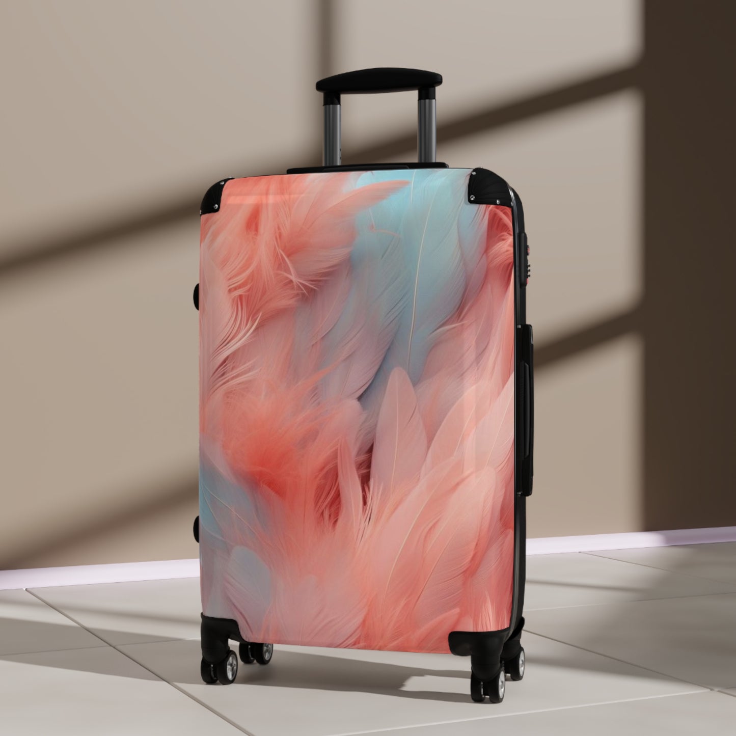 "Rebranding Into A New Badder Bitch" Feathered Suitcase ~ Baby Blue/Light Pink