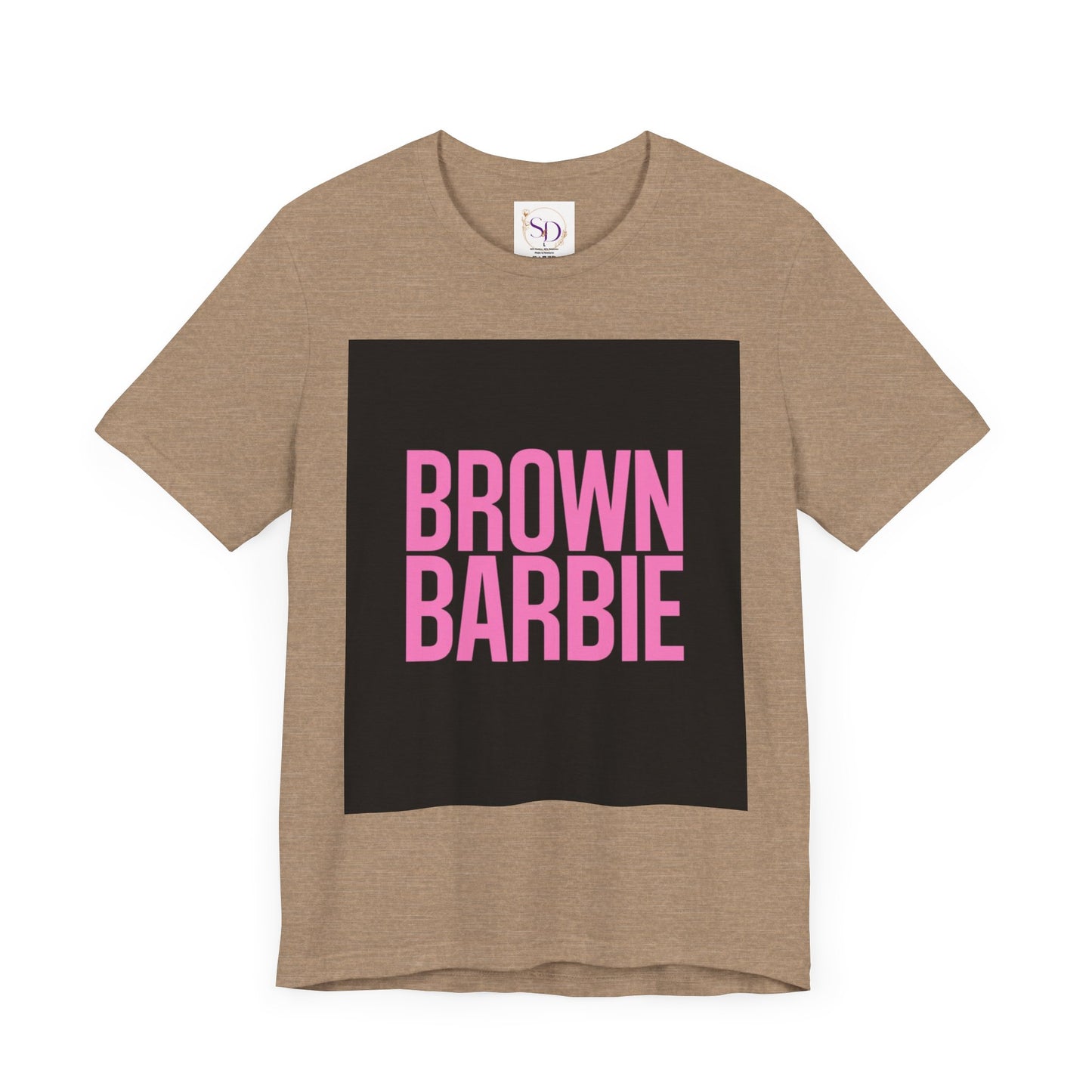 Trendy Unisex Tee - Brown Barbie Graphic T-Shirt for Fashion Lovers, Casual Wear, Gifts for Friends, Birthday, Summer Fun