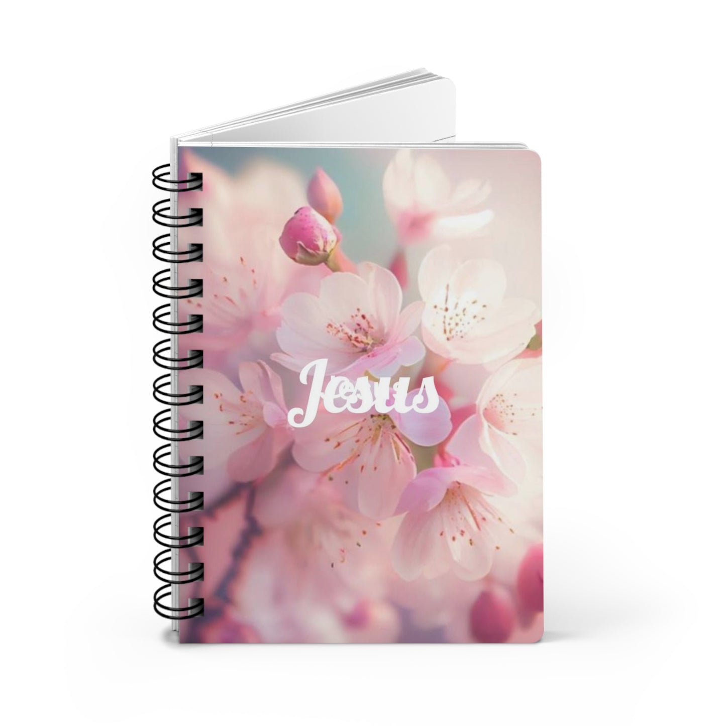 Cherry Blossom Spiral Bound Journal, Spring Writing Notebook, Inspirational Jesus Journal, Blooming Flowers Diary, Gift for Easter, Prayer