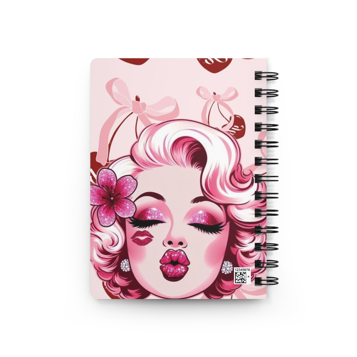Chic Pink Spiral Bound Journal with Glamorous Kiss Design