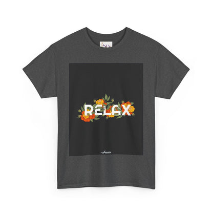 Relax Floral Unisex Heavy Cotton Tee, Casual Wear, Gift for Her, Comfortable T-Shirt, Summer Style, Relaxation Tee, Birthday Gift