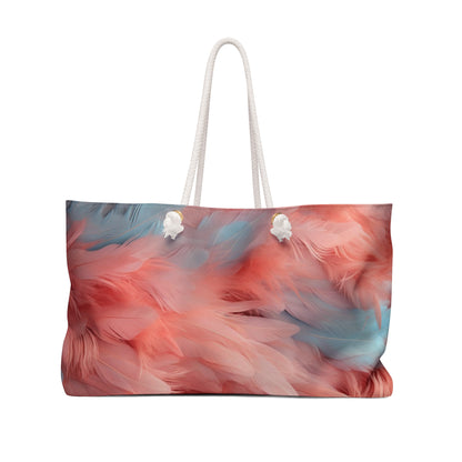 Bohemian Weekender Bag, Stylish Beach Tote, Travel Organizer, Weekend Getaway, Colorful Feather Design