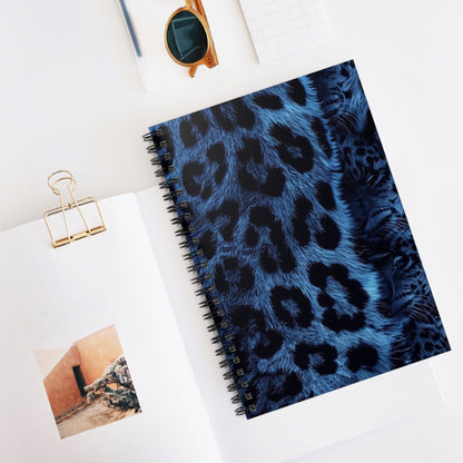 Blue Leopard Print Spiral Notebook - Ruled Line, Journal, Notepad, School Supplies, Office Stationery, Gift for Students