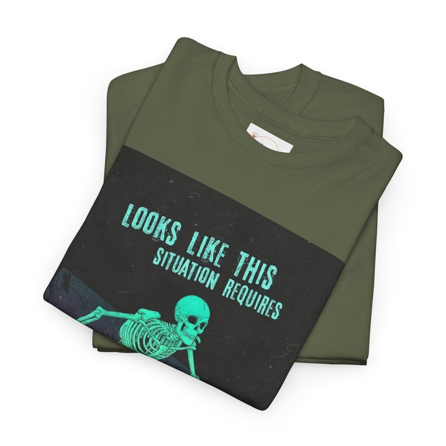Skeleton Humor Unisex Heavy Cotton Tee - "Looks Like This Situation Requires a Sprinkle of My Bullshit"