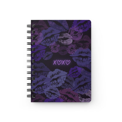 Spiral Bound Journal with XOXO Kiss Print, Romantic Gift, Love Notes Journal, Cute Stationery, Valentine's Day Gift, Kiss Print Notebook