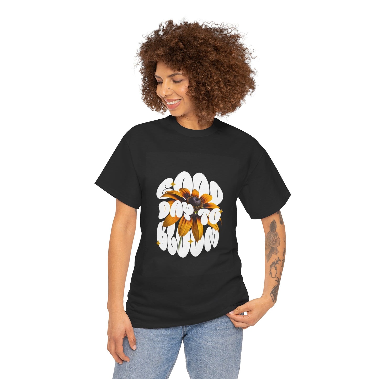 Good Day to Bloom Unisex Heavy Cotton Tee, Floral Graphic Tee, Spring Edition T-Shirt, Casual Gift, Nature Lover Apparel