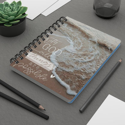 Inspirational Spiral Bound Journal - Beach Waves Design, Motivational Notebook, Daily Planner, Gift for Students, Faith Journal, Self-Care