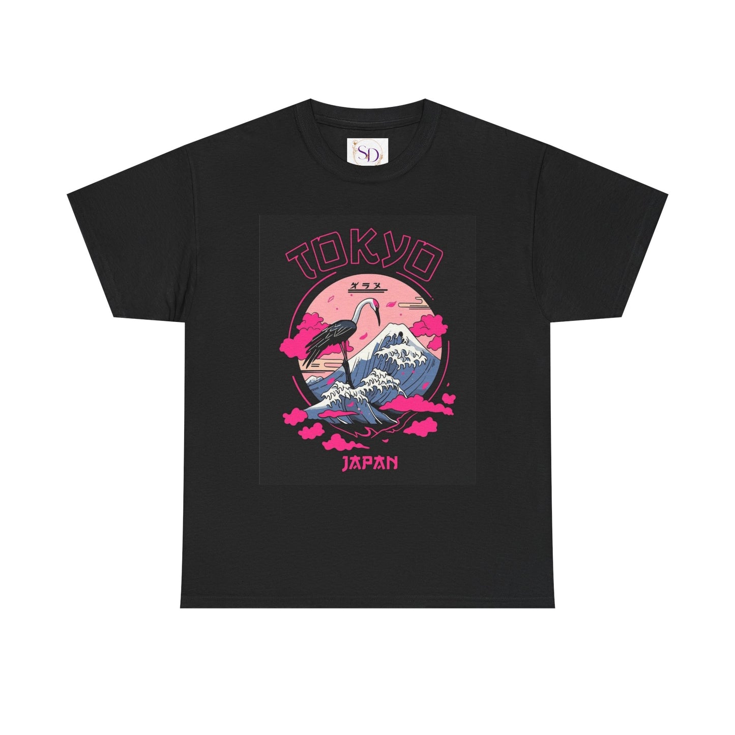 Tokyo Vintage Graphic Tee, Unisex Heavy Cotton Shirt, Japan Travel Gift, Streetwear Style, Pink & Black Design