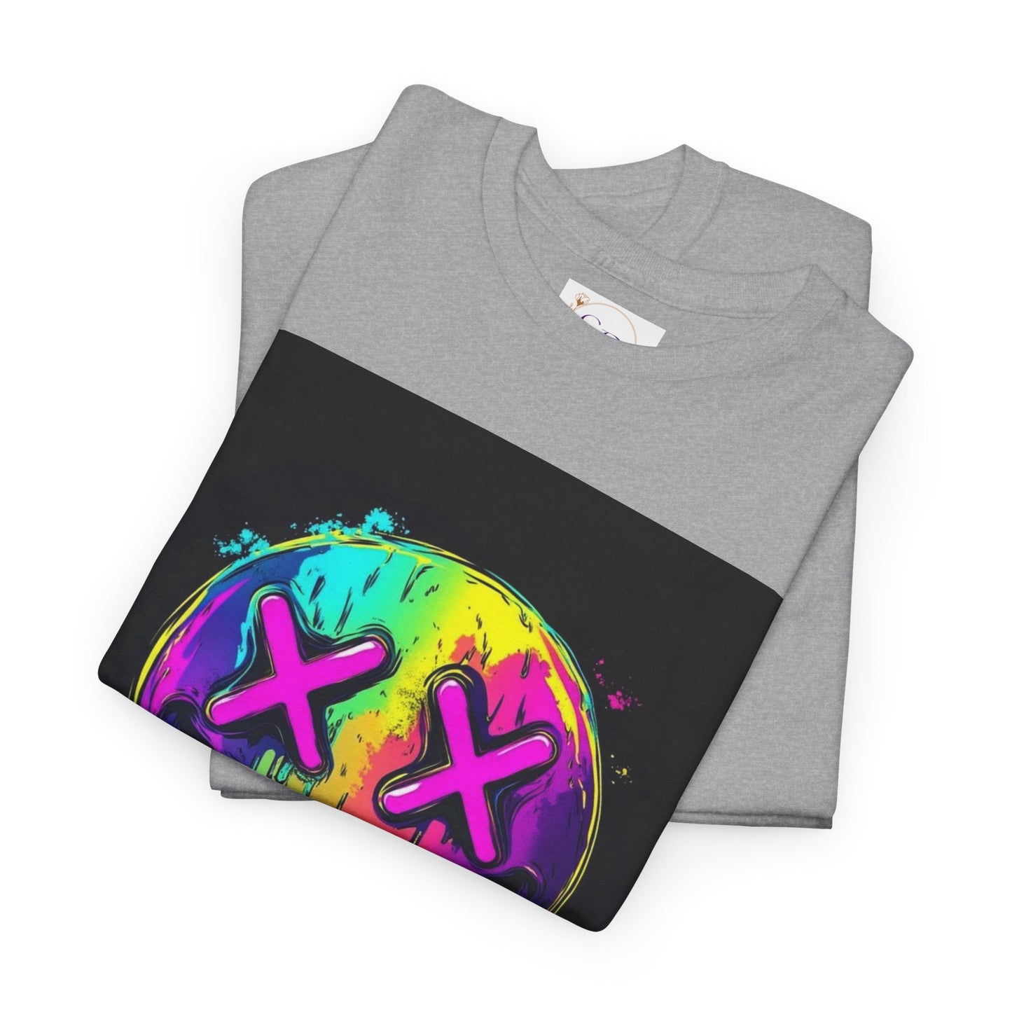 Colorful Graffiti Smiley Face Tee, Casual T-Shirt, Gift for Friends, Streetwear Style, Festival Attire, Fun Graphic Tee