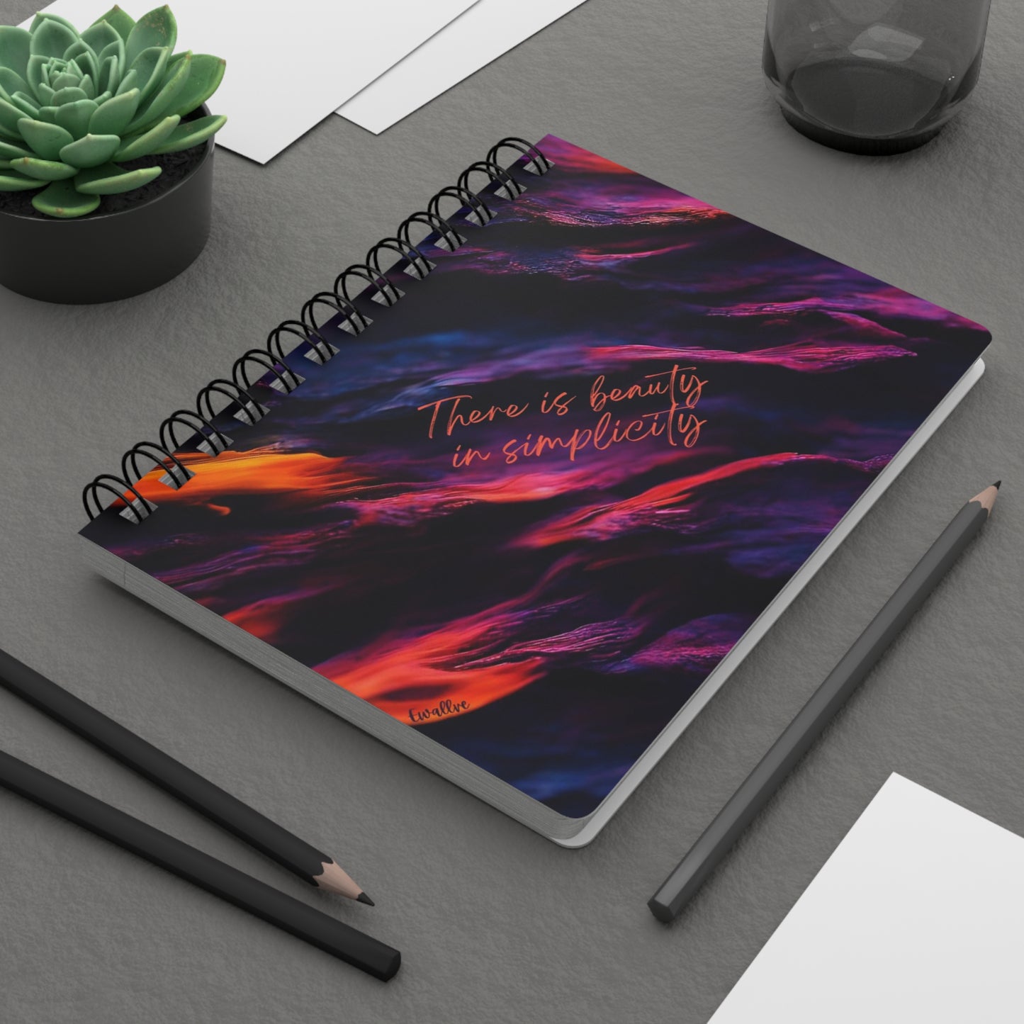 Artistic Spiral Bound Journal - Then is beauty in simplicity, Creative Gift for Writers, Notebooks, Stationery, Inspirational Gift