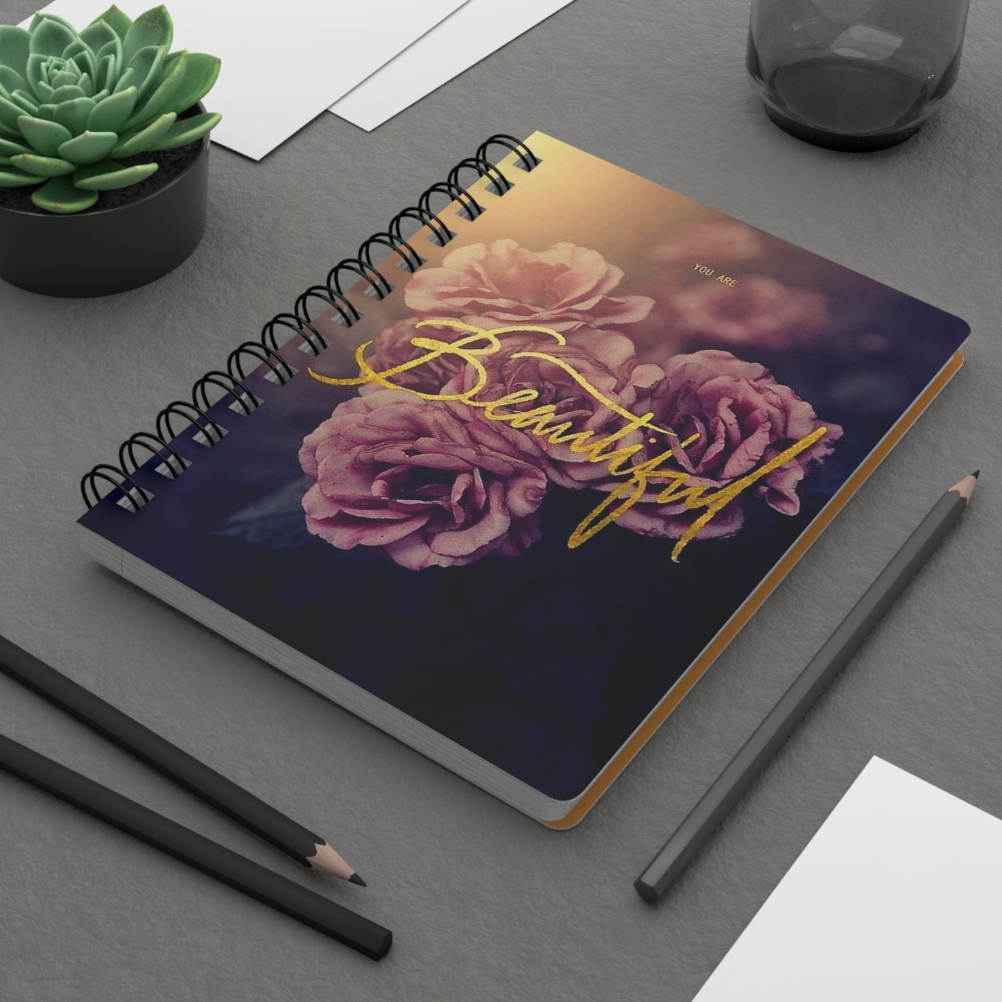 Beautiful You Are Spiral Bound Journal, Inspirational Notebook, Gift for Her, Self-Love Journal, Floral Design, Writing Journal