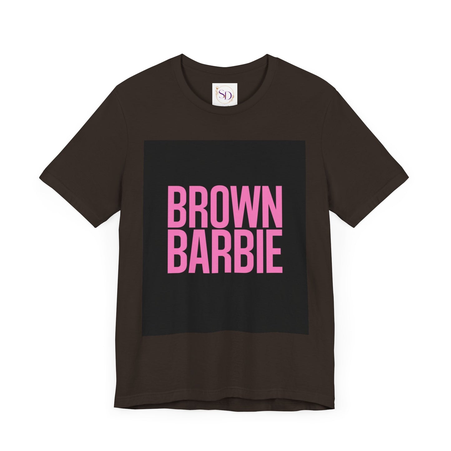 Trendy Unisex Tee - Brown Barbie Graphic T-Shirt for Fashion Lovers, Casual Wear, Gifts for Friends, Birthday, Summer Fun