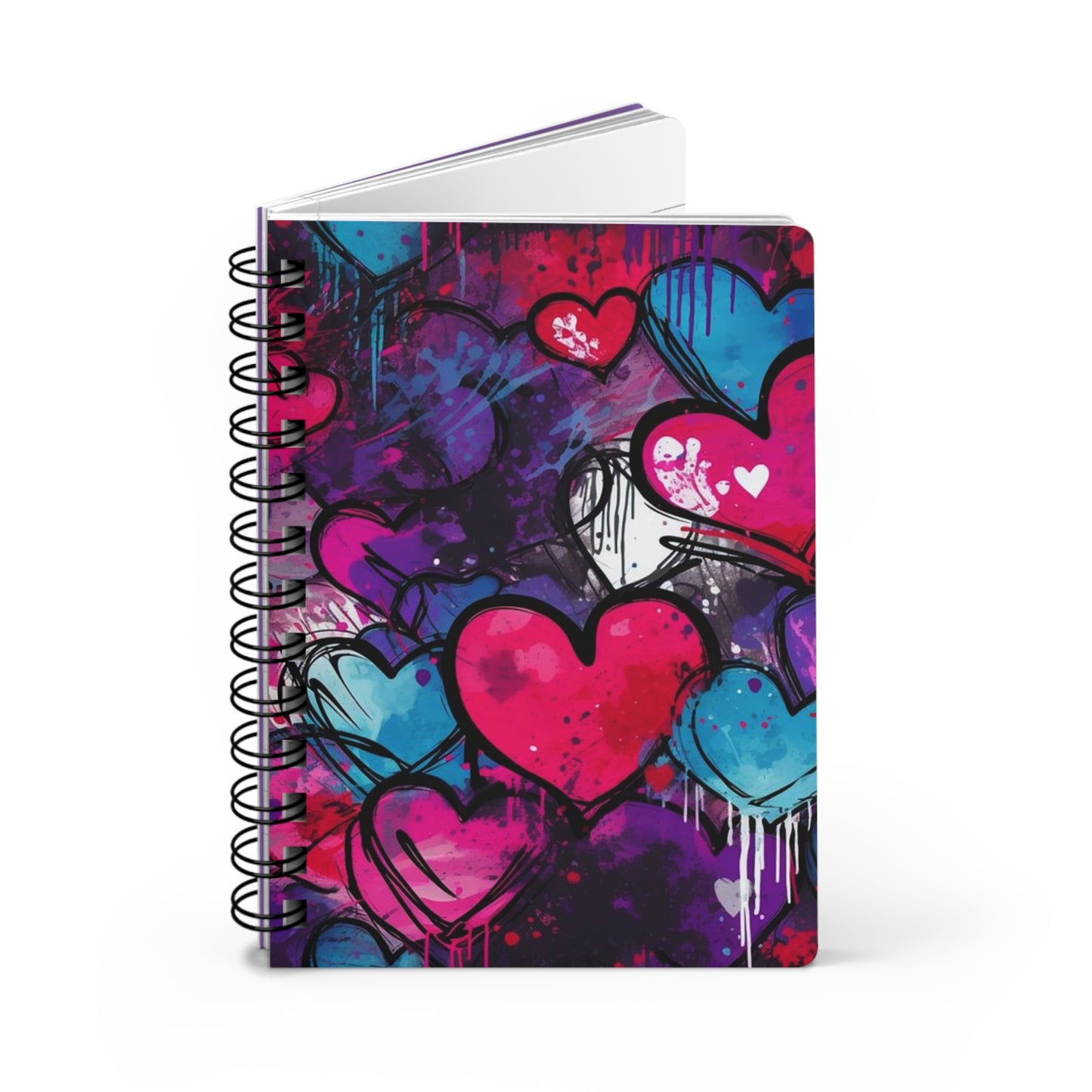 Colorful Heart Spiral Bound Journal, Love Notebook, Cute Gift for Valentine's Day, Art Journal, Doodle Book, Creative Writing