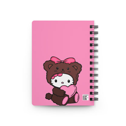 Cute Spiral Bound Journal, Kawaii Notebook, Gift for Kids, Daily Planner, School Supplies, Pink Bear Design