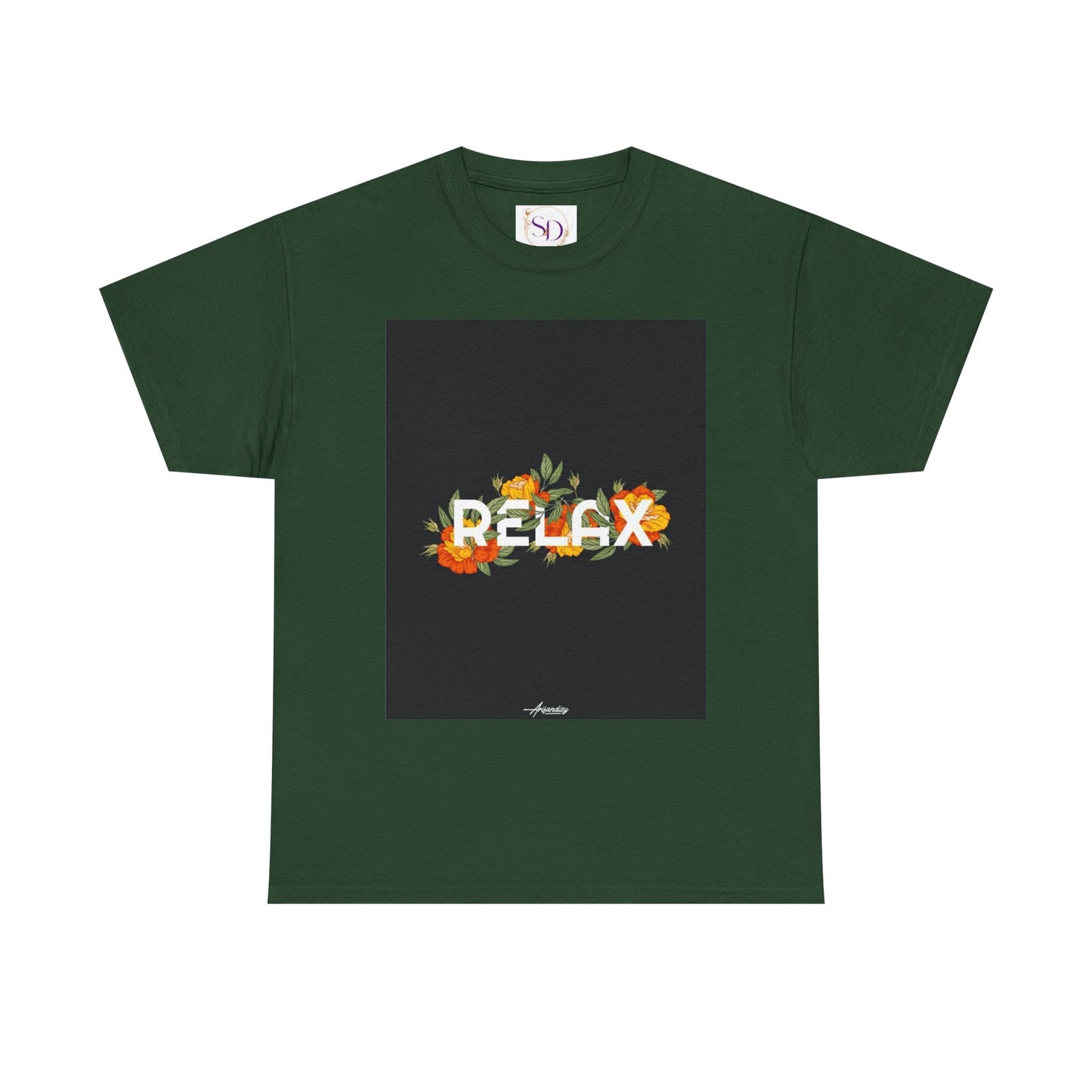 Relax Floral Unisex Heavy Cotton Tee, Casual Wear, Gift for Her, Comfortable T-Shirt, Summer Style, Relaxation Tee, Birthday Gift