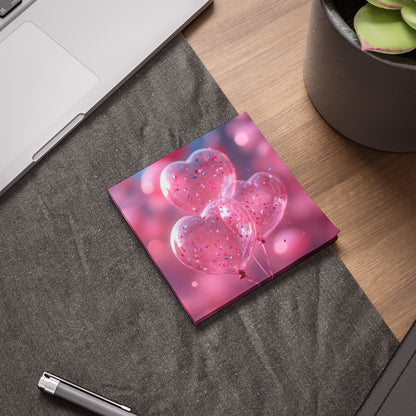 Post-it® Note Pads, pink heart shape design, Sticky Notes, Stationery, Office Supplies, Cute Desk Accessories, Reminder Cards