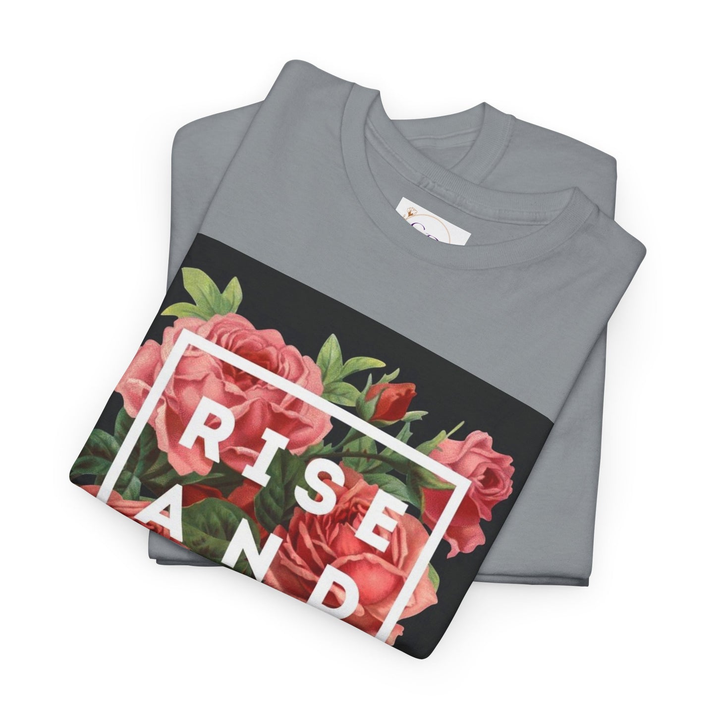 Rise and Shine Floral Unisex Heavy Cotton Tee, Motivational T-Shirt, Gift for Her, Inspirational Apparel, Summer Style, Casual Wear