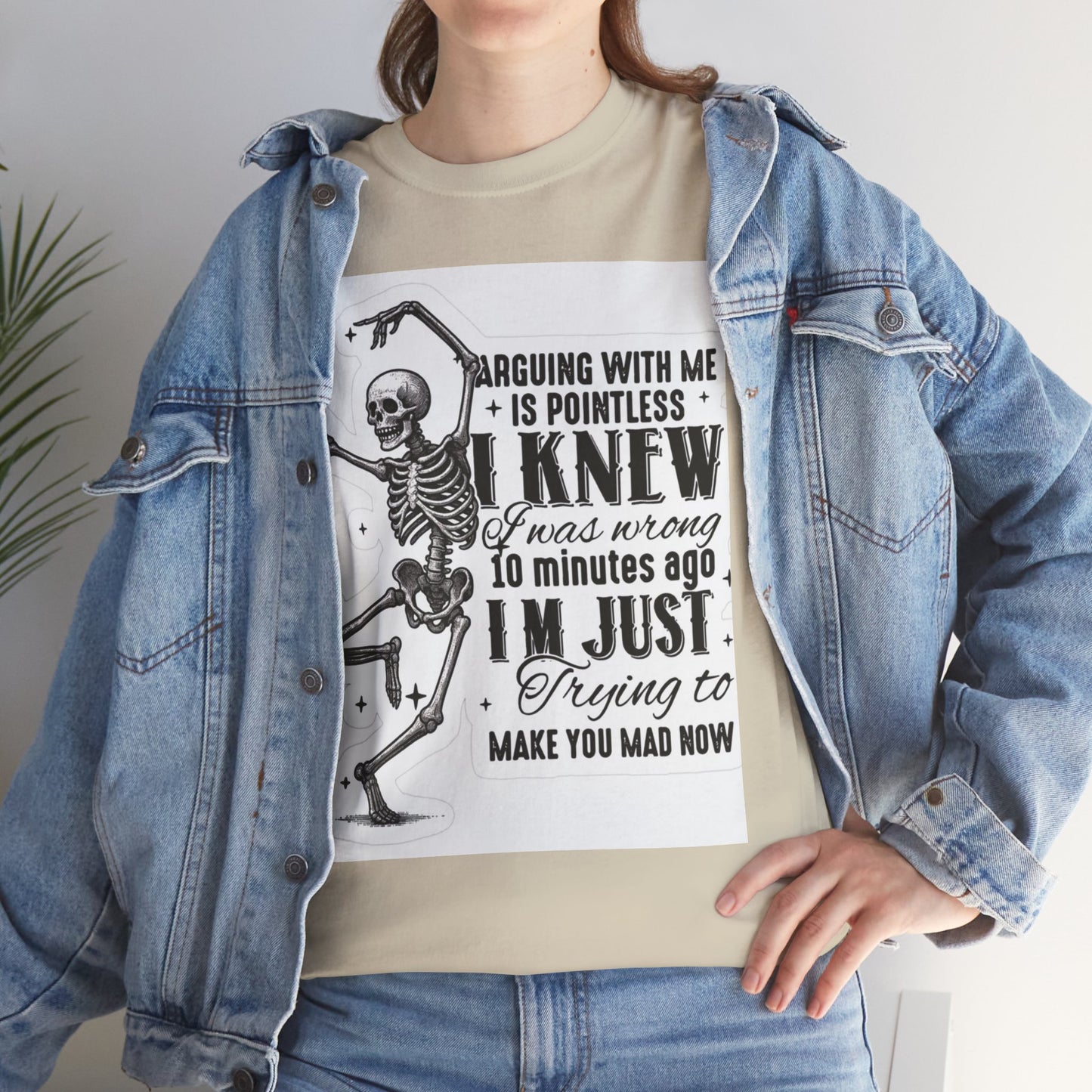 Skeleton Humor Unisex Heavy Cotton Tee - Perfect for Halloween and Casual Wear