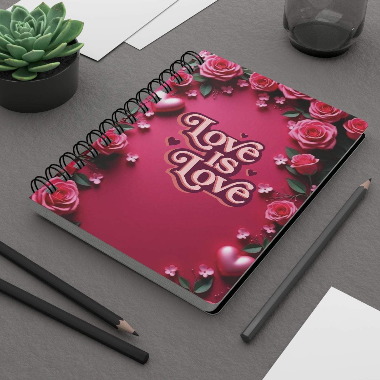 Love Is Love pink Spiral Bound Journal