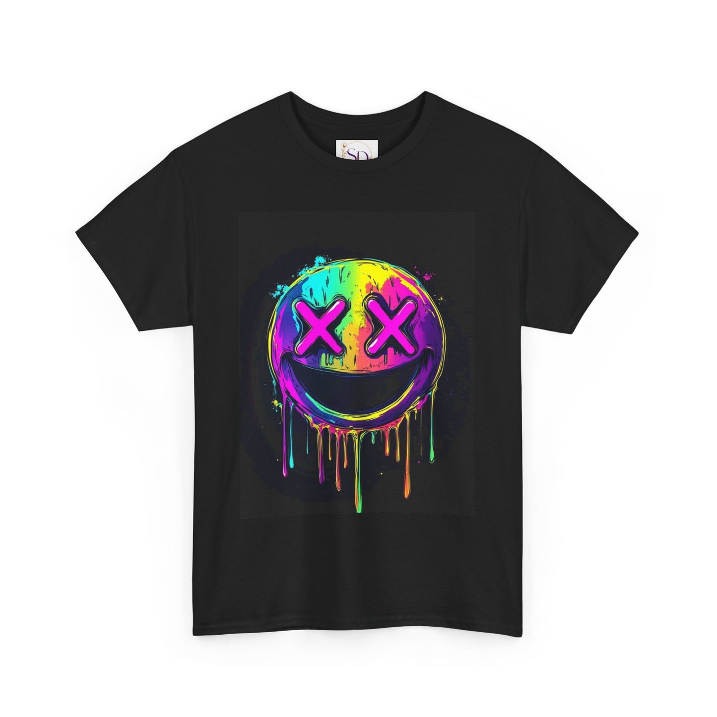 Colorful Graffiti Smiley Face Tee, Casual T-Shirt, Gift for Friends, Streetwear Style, Festival Attire, Fun Graphic Tee