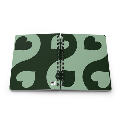 Heart Pattern Spiral Bound Journal, Cute Notebook for Thoughts and Ideas, Gift for Her, Perfect for Journaling, Green Design