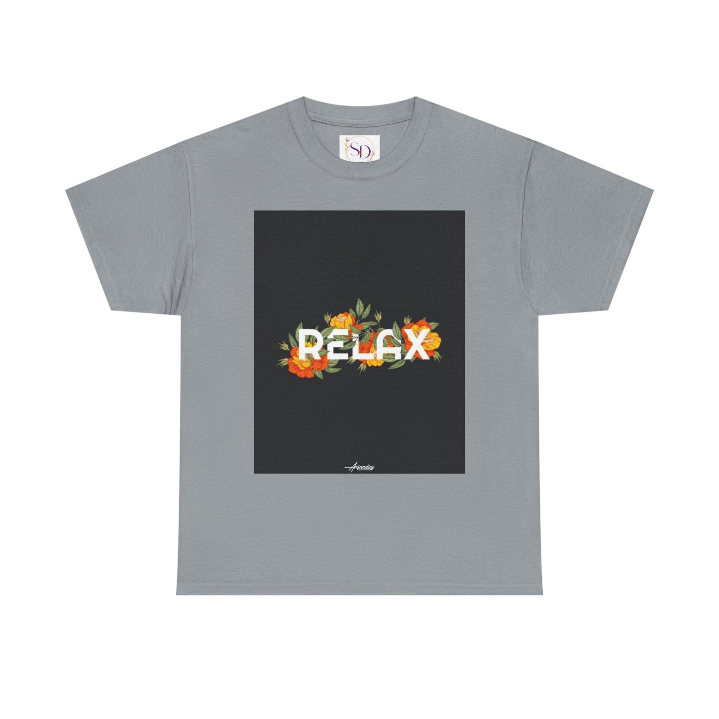 Relax Floral Unisex Heavy Cotton Tee, Casual Wear, Gift for Her, Comfortable T-Shirt, Summer Style, Relaxation Tee, Birthday Gift