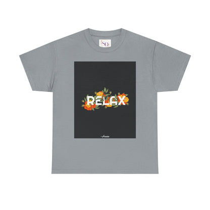 Relax Floral Unisex Heavy Cotton Tee, Casual Wear, Gift for Her, Comfortable T-Shirt, Summer Style, Relaxation Tee, Birthday Gift