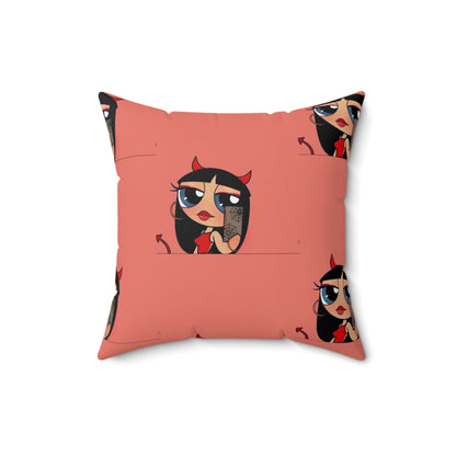 Devilish ImJustAGirl💅🏻🎀🫧~ Faux Suede Square Pillow