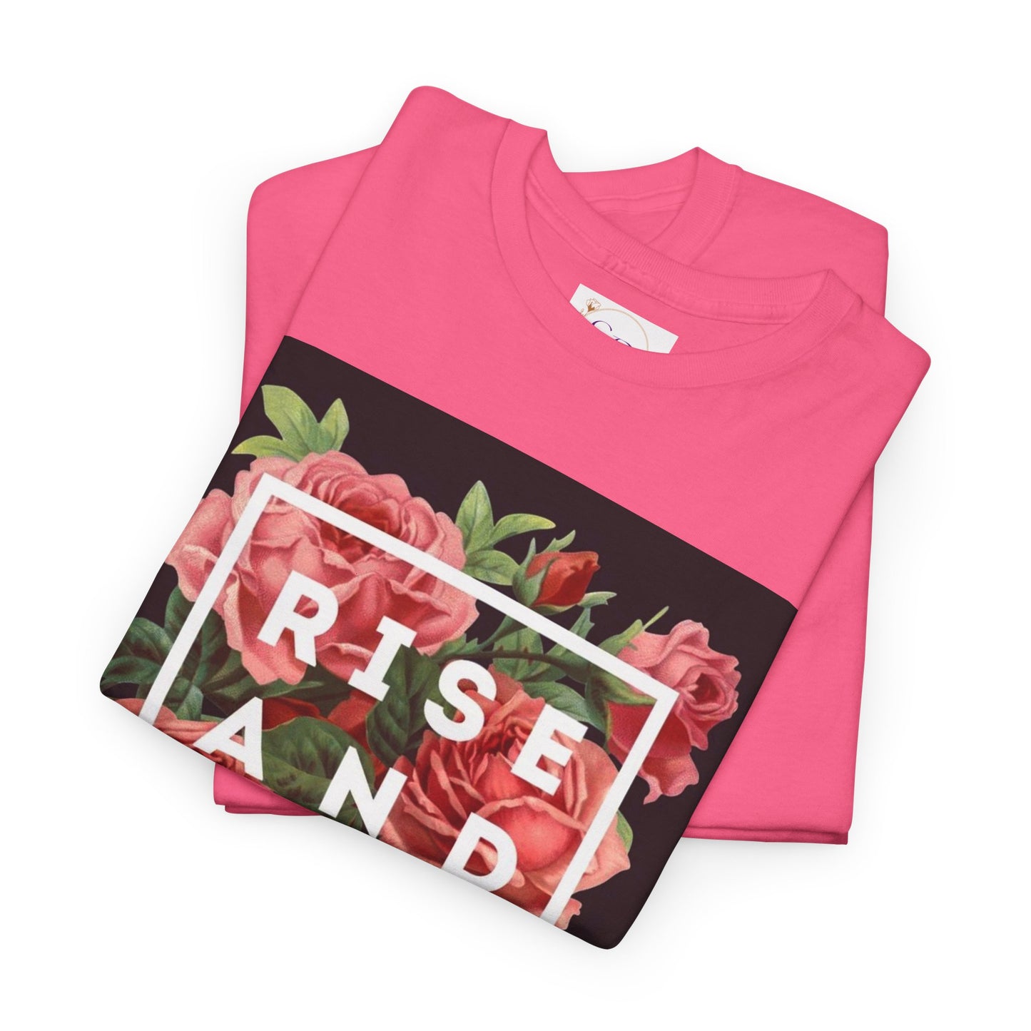 Rise and Shine Floral Unisex Heavy Cotton Tee, Motivational T-Shirt, Gift for Her, Inspirational Apparel, Summer Style, Casual Wear