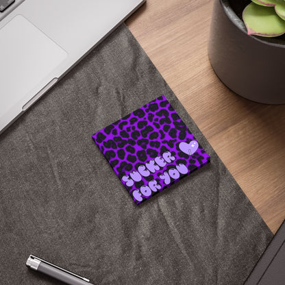 "Sucker For You" violet cheetah print Post-it® Note Pads