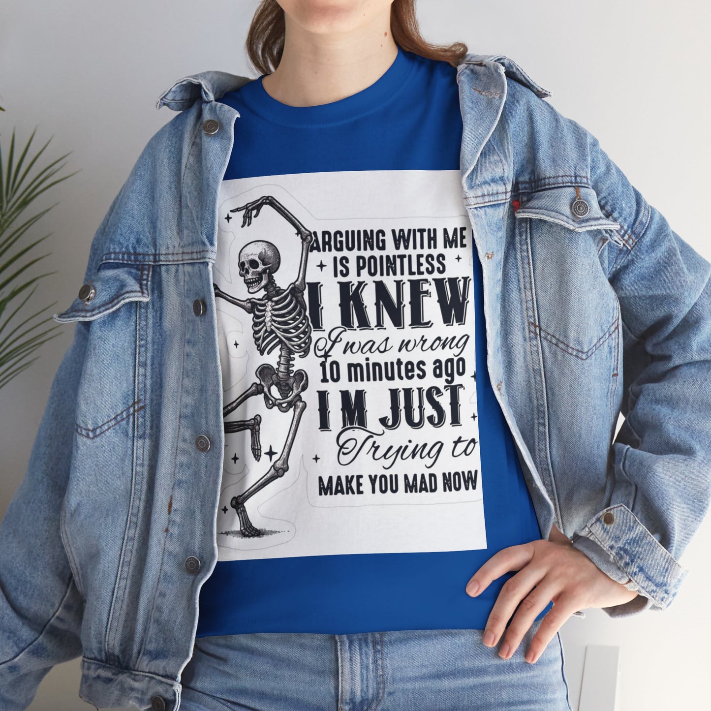 Skeleton Humor Unisex Heavy Cotton Tee - Perfect for Halloween and Casual Wear