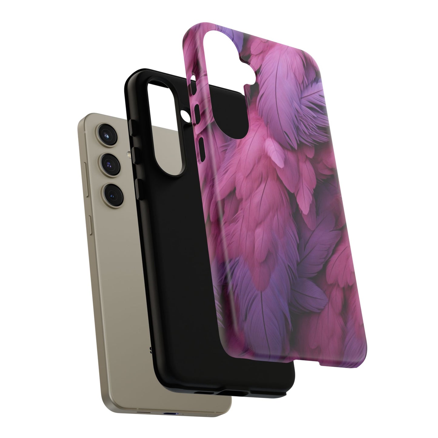 "Rebranding Into A New Badder Bitch" Pink/Purple Feathered Tough Cases