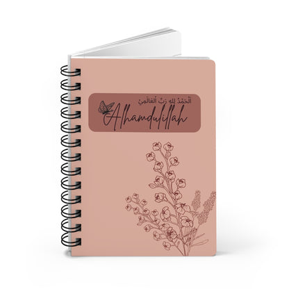 Botanical Spiral Bound Journal - Inspirational Alhamdulillah Quote, Floral Writing Notebook, Gift for Students, Gratitude Diary,