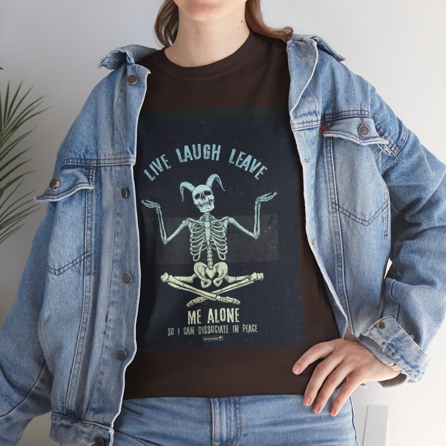 Skeleton Humor Unisex Heavy Cotton Tee - "Live Laugh Leave Me Alone"