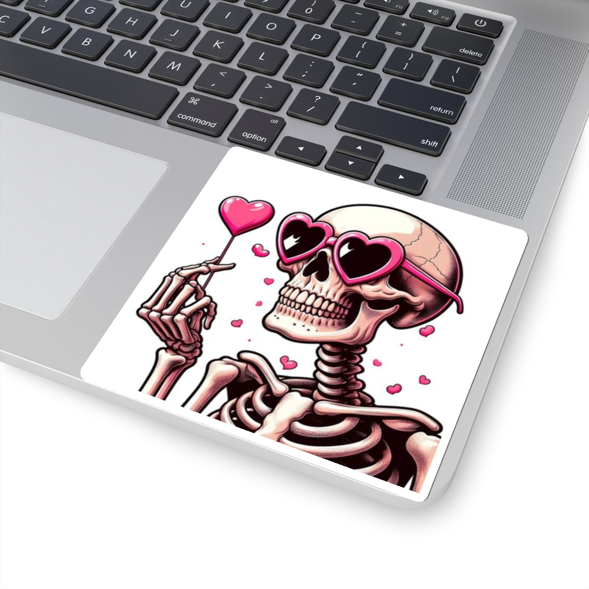Pink Heart Skeleton Valentines Day Kiss-Cut Stickers, Love Sticker, Romantic Decal, Heart Skeletons, Valentine's Gift Wrap, Cute Planner