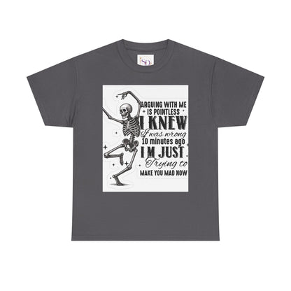 Skeleton Humor Unisex Heavy Cotton Tee - Perfect for Halloween and Casual Wear