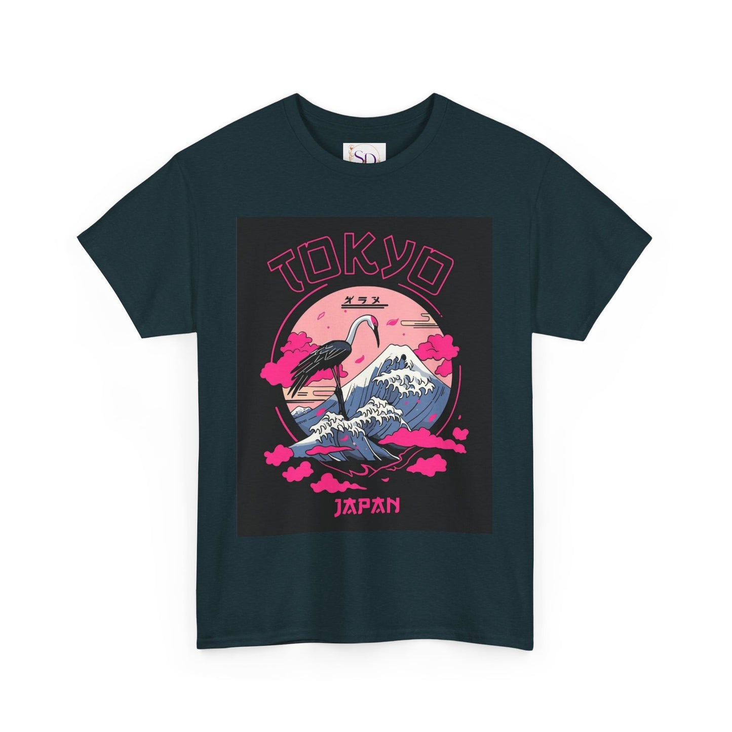 Tokyo Vintage Graphic Tee, Unisex Heavy Cotton Shirt, Japan Travel Gift, Streetwear Style, Pink & Black Design
