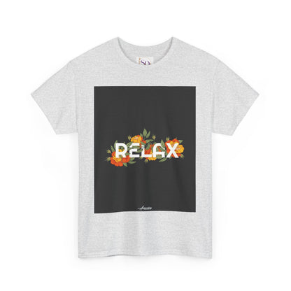 Relax Floral Unisex Heavy Cotton Tee, Casual Wear, Gift for Her, Comfortable T-Shirt, Summer Style, Relaxation Tee, Birthday Gift