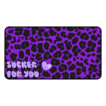 Purple Cheetah Print~Sucker For You Desk Mat