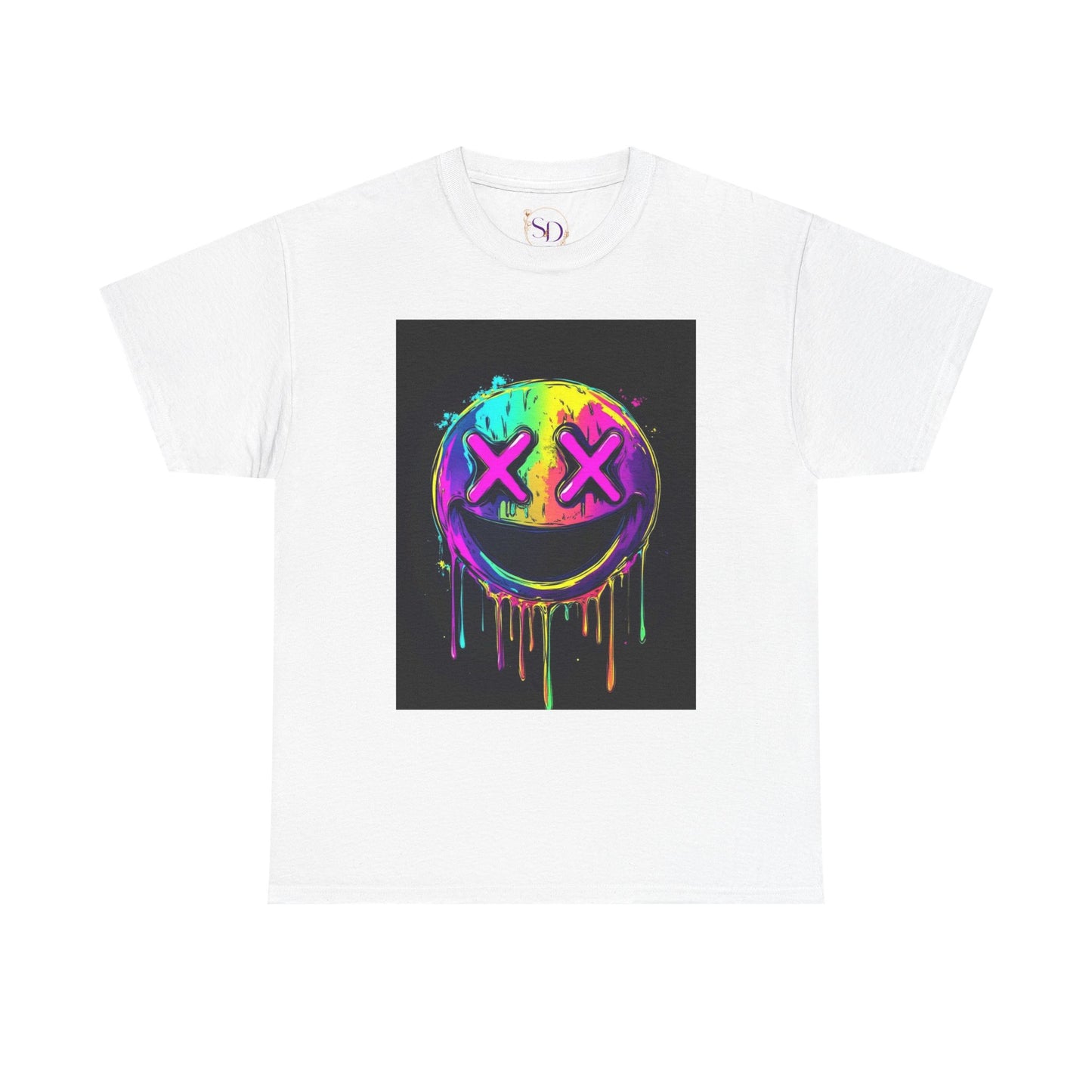 Colorful Graffiti Smiley Face Tee, Casual T-Shirt, Gift for Friends, Streetwear Style, Festival Attire, Fun Graphic Tee