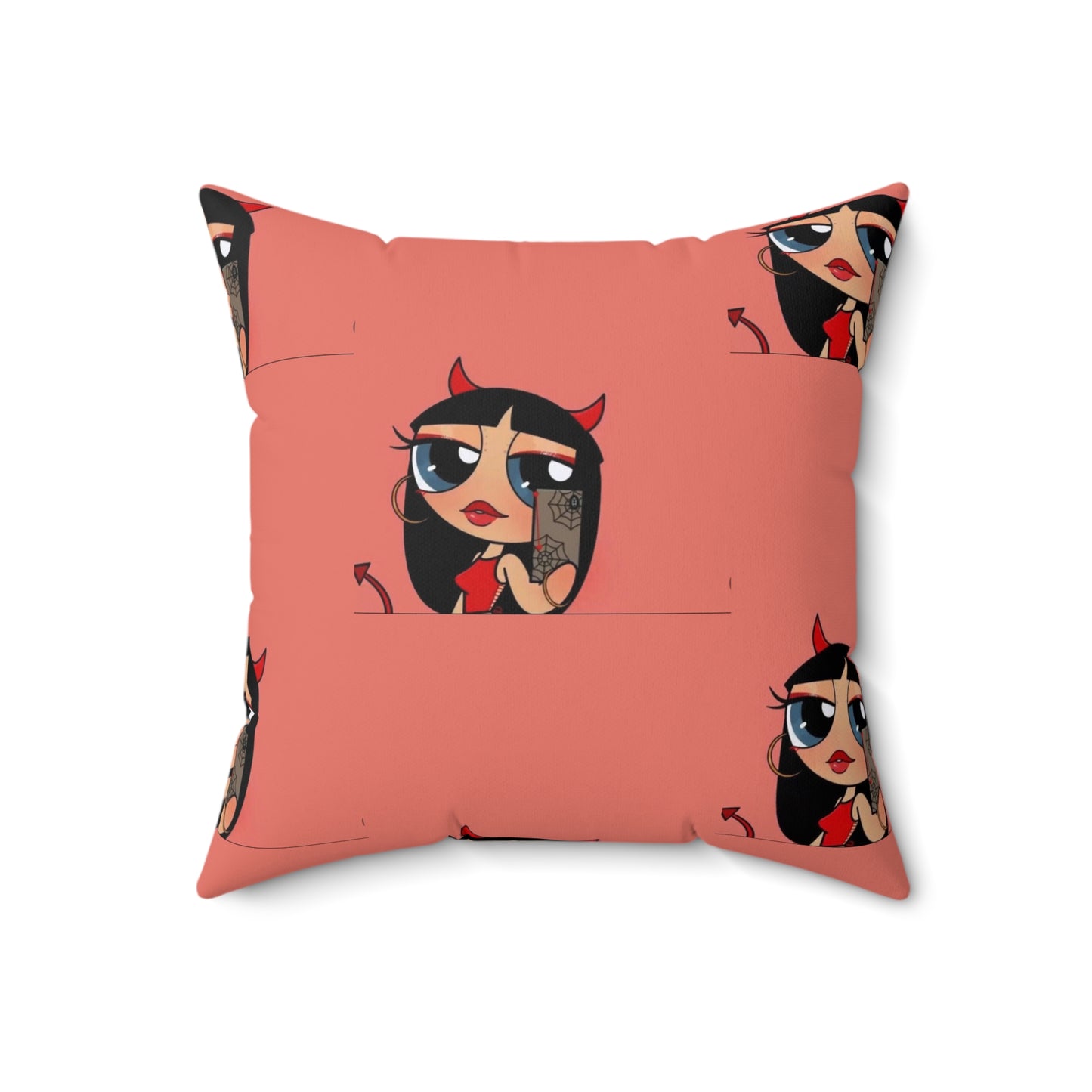 Devilish ImJustAGirl💅🏻🎀🫧~ Faux Suede Square Pillow