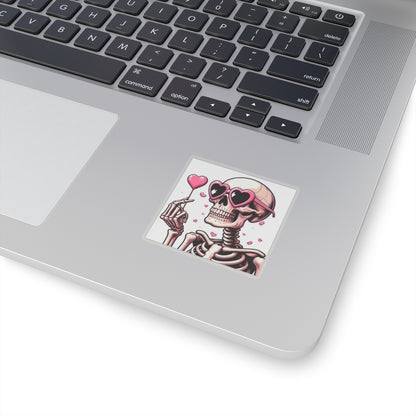 Pink Heart Skeleton Valentines Day Kiss-Cut Stickers, Love Sticker, Romantic Decal, Heart Skeletons, Valentine's Gift Wrap, Cute Planner