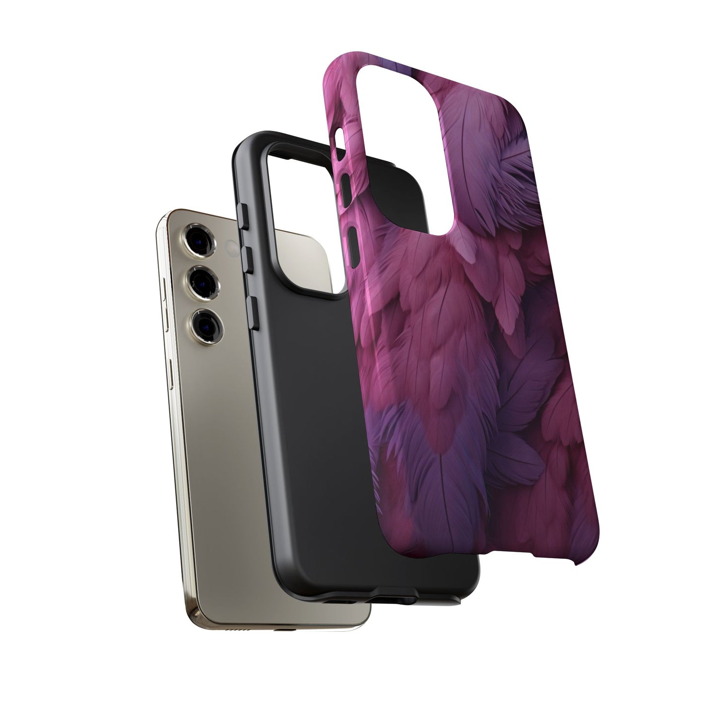 "Rebranding Into A New Badder Bitch" Pink/Purple Feathered Tough Cases