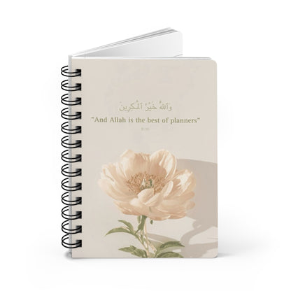 Elegant Spiral Bound Journal - Floral Cover, Inspirational Planner, Gift for Muslims, Daily Journal, Ramadan, Self-Care Diary