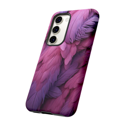 "Rebranding Into A New Badder Bitch" Pink/Purple Feathered Tough Cases