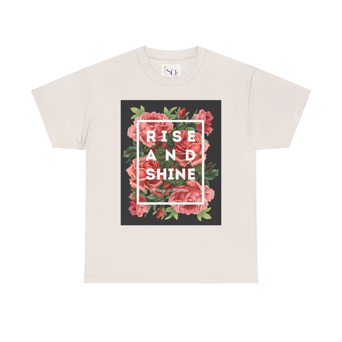 Rise and Shine Floral Unisex Heavy Cotton Tee, Motivational T-Shirt, Gift for Her, Inspirational Apparel, Summer Style, Casual Wear