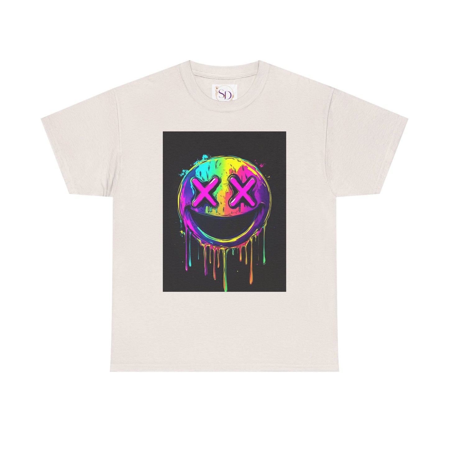 Colorful Graffiti Smiley Face Tee, Casual T-Shirt, Gift for Friends, Streetwear Style, Festival Attire, Fun Graphic Tee