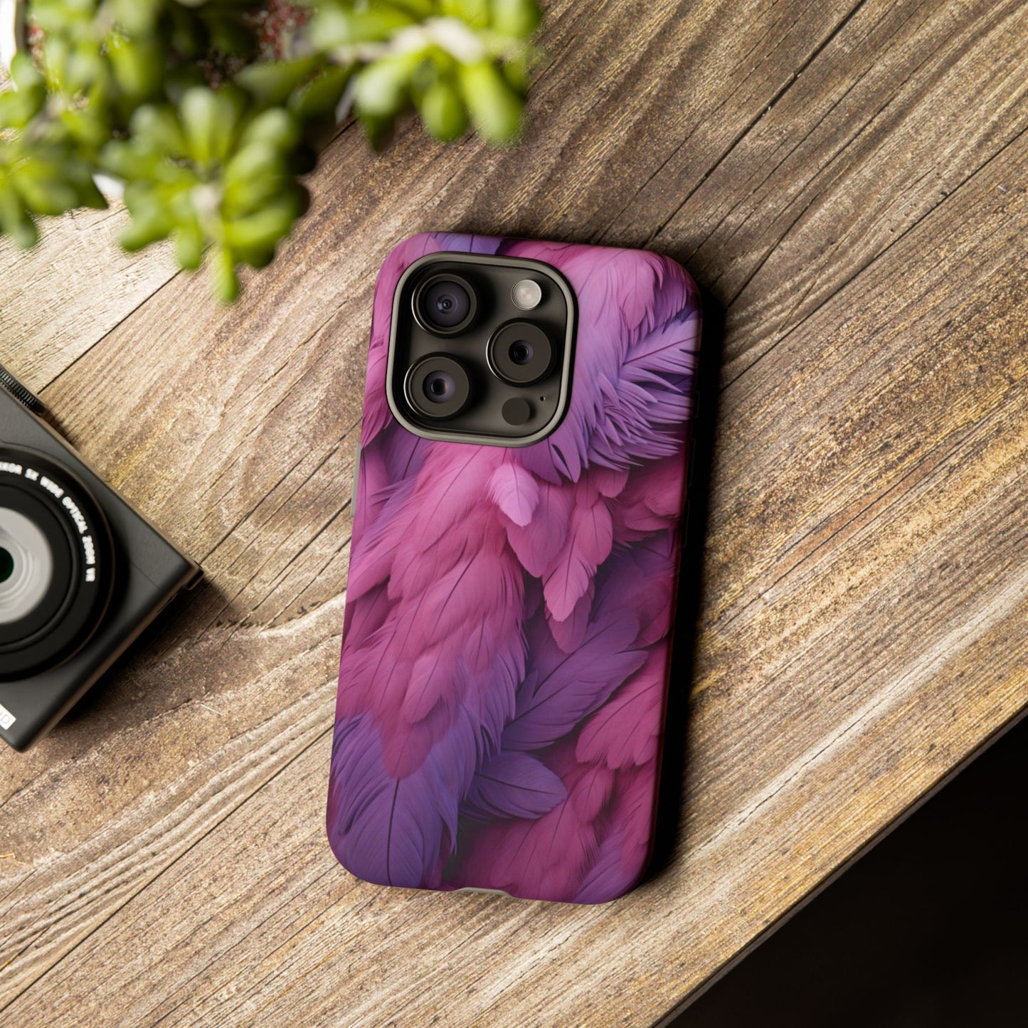 "Rebranding Into A New Badder Bitch" Pink/Purple Feathered Tough Cases