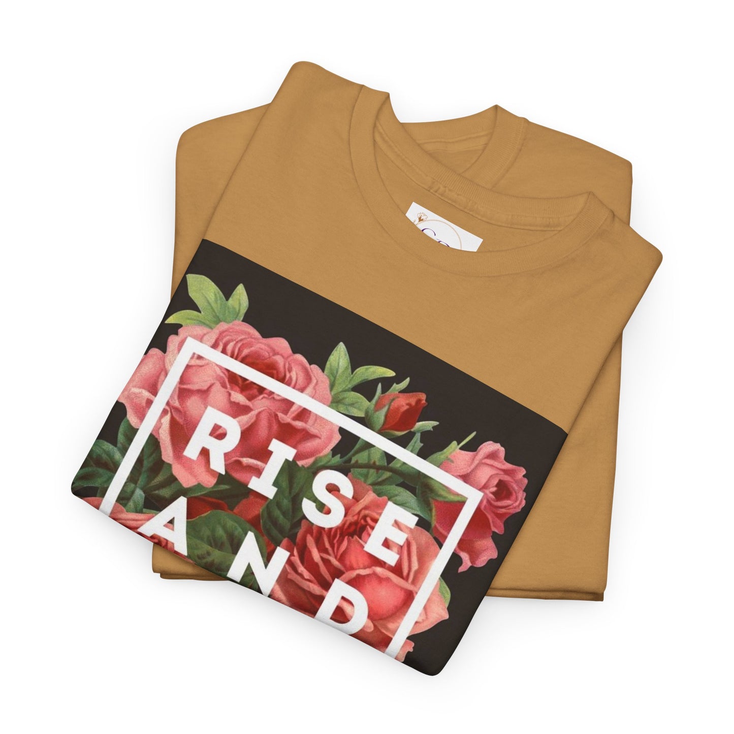 Rise and Shine Floral Unisex Heavy Cotton Tee, Motivational T-Shirt, Gift for Her, Inspirational Apparel, Summer Style, Casual Wear