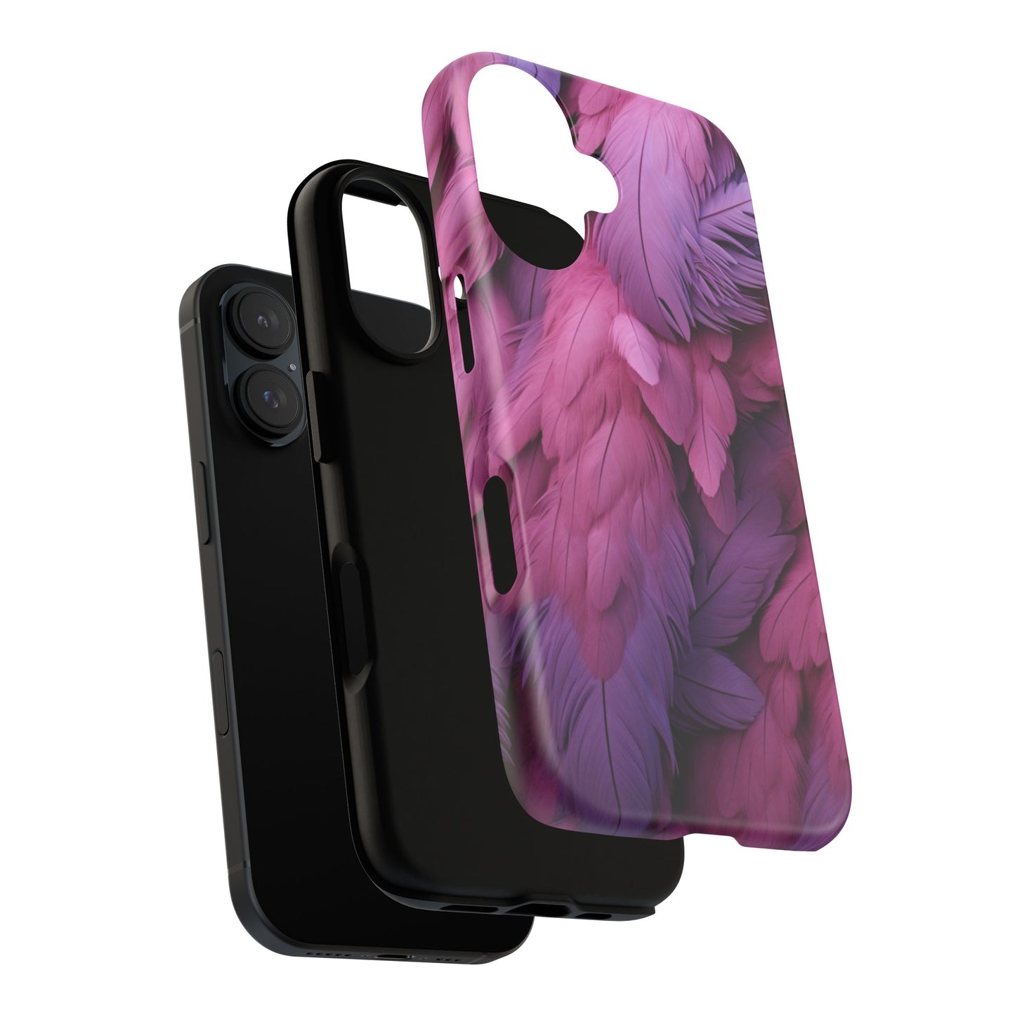"Rebranding Into A New Badder Bitch" Pink/Purple Feathered Tough Cases